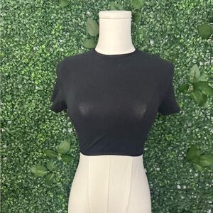 SKIMS  Black Crop Top With Skims Logo On Hem